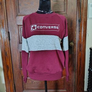 Converse VTG 1980s Colorblock Burgundy Crewneck Sz S/T717